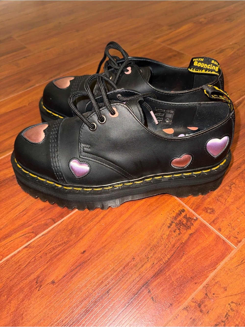 Dr. Martens Women's Womens 1461 Quad Heart Leather Platform Shoe - Picture 2 of 6